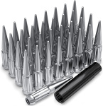 White Knight Chrome M14x1.50 1-Pc Spline Spike Lug Nuts