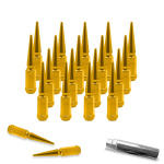 Spiked Wheel Lug Nut, M14x1.5, Gold, Set of 20